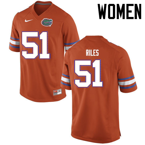 Women Florida Gators #51 Antonio Riles College Football Jerseys Sale-Orange - Click Image to Close